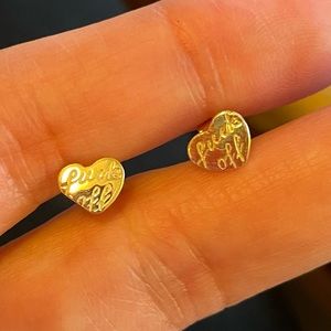 2 for 1: 14k “fuck off” studs and sterling silver “fuck off” ring